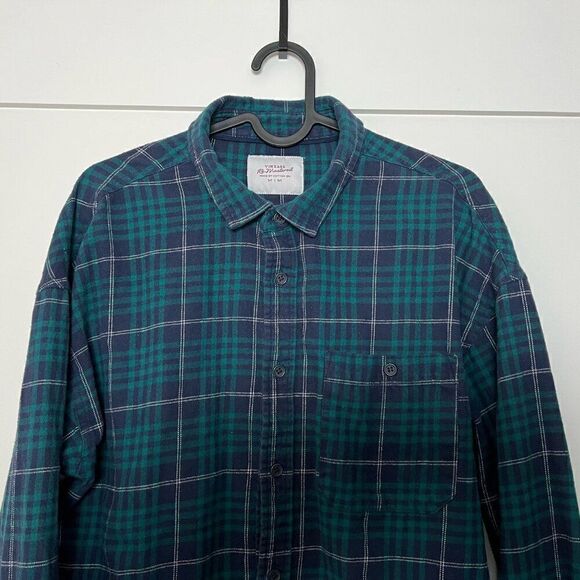 Cotton On Vintage Re-Mastered Mens Shirt Size M Plaid Flannel Long Sleeve Green - Picture 2 of 12